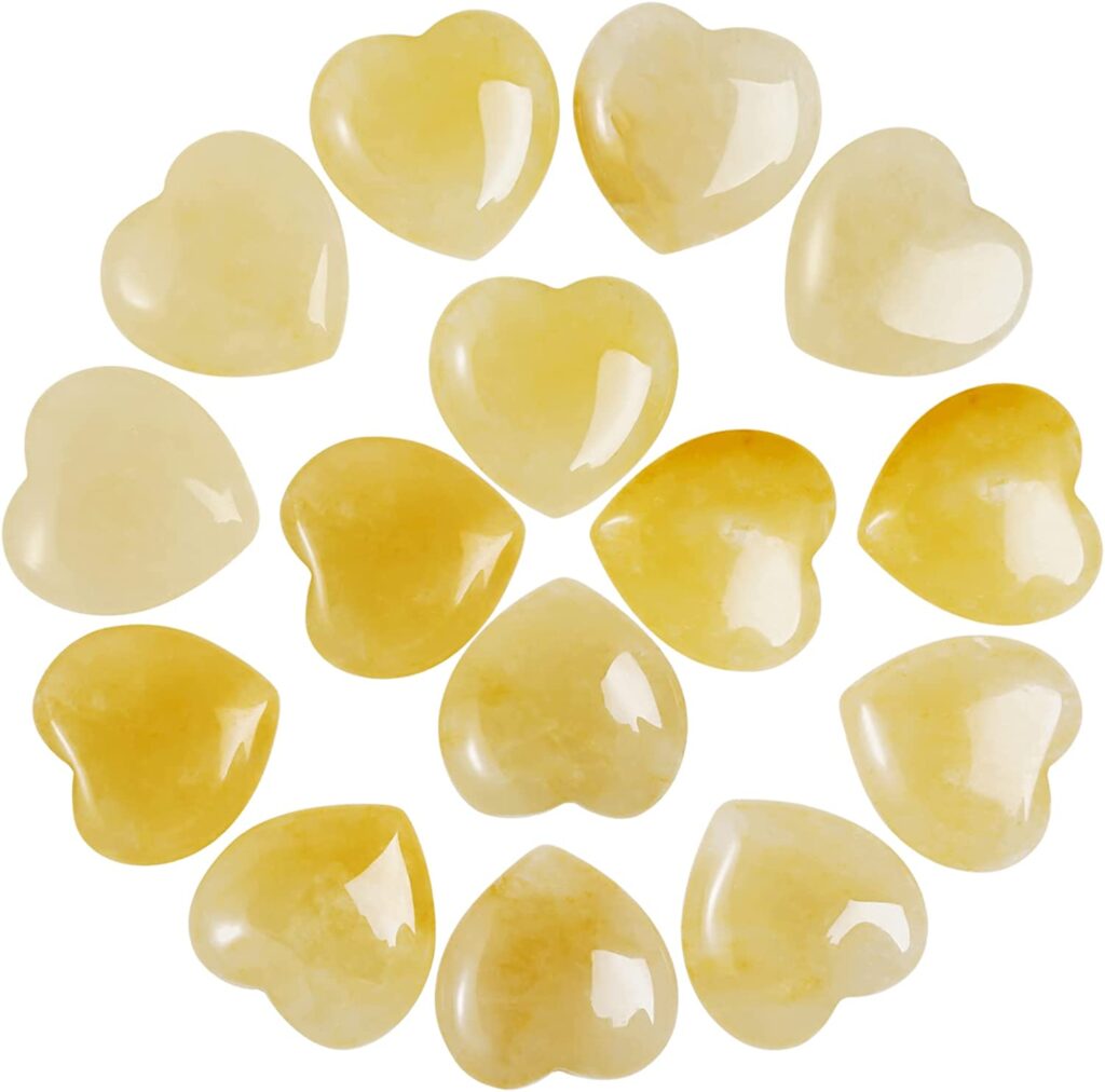 Natural Yellow Jade Carved Heart